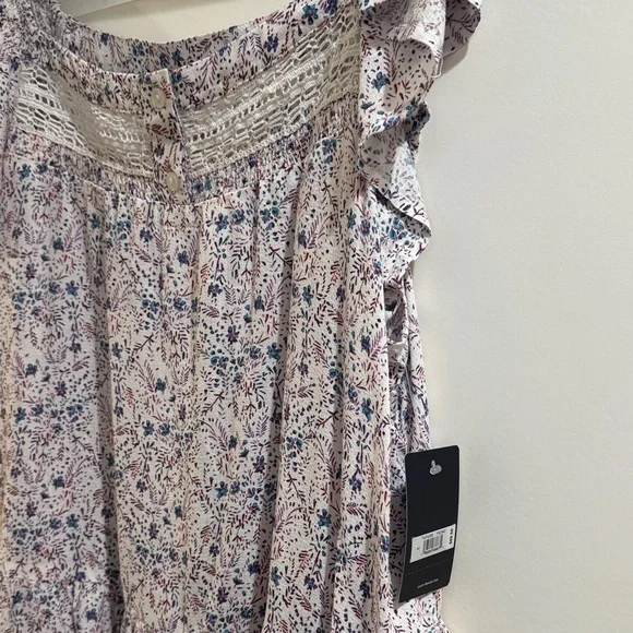 Lucky Brand Floral Ruffle Blouse - White and Blue - Picture 4 of 7